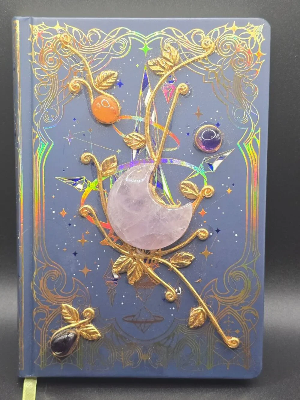 Hardcover Spell Book Journal | Rose Quartz Moon Crystal Diary